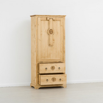 Masa de cioban 1 usa si 2 sertare Rustic Chalet, Lemn masiv rustic, 90 x 50 x 200 cm - Img 2
