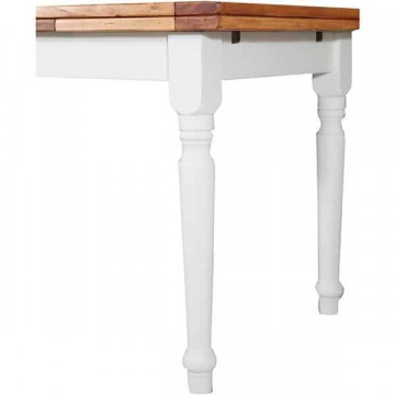 Masa Dolce Toscana extensibila 140/240 lemn masiv tei, alb unt + natur antik - Img 4