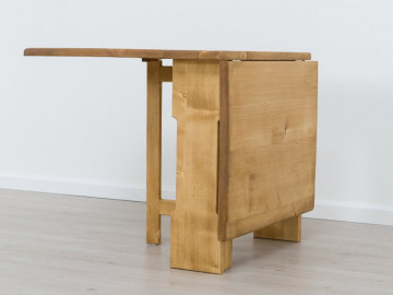 Masa plianta Cabana cu 2 parti rabatabile, Lemn masiv rustic, 140 x 80 x 75 cm - Img 3
