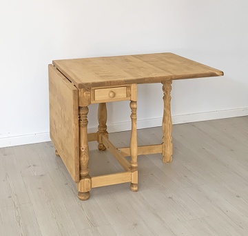 Masa rustica plianta, cu 1 sertar Nadia, lemn masiv, 90/164 x 54 x 76 cm - Img 2