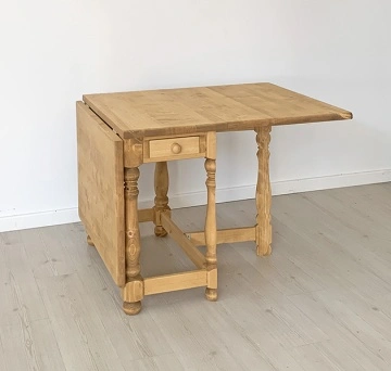 Masa rustica plianta, cu 1 sertar Nadia, lemn masiv, 90/164 x 54 x 76 cm - Img 2