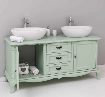 Masca de baie Shabby Rustic Lemn Masiv, 2 usi si 3 seratare158 x 54 x 75 cm - Img 4