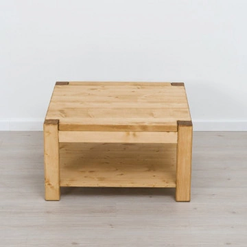 Masuta de cafea Ecuador, Lemn masiv rustic, 80 x 80 x 45 cm - Img 2