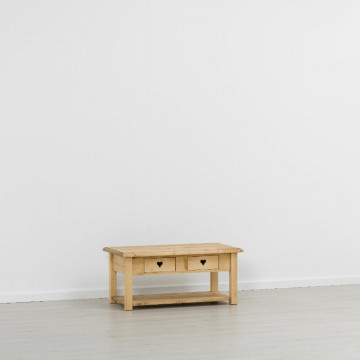 Masuta de cafea Rustic Love cu 2 sertare, Lemn masiv rustic, 100 x 55 x 45 cm - Img 5