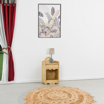Noptiera Cabana cu 1 sertar si nisa lemn masiv rustic, 40 x 36 x 74 cm