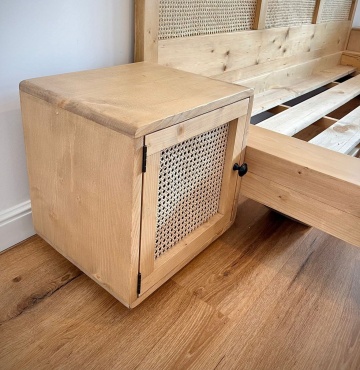 Noptiera Rustic Ratan cu 1 usa, lemn masiv pin, 45 x 38 x 45 cm - Img 2