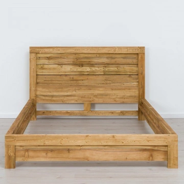 Pat lemn masiv dublu Colibri, Lemn masiv rustic, 140 cm, 160 cm sau 180 x 200 cm - Img 2