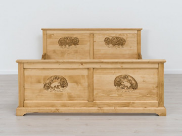 Pat lemn masiv rustic Ursul Carpatin, 140 cm, 160 cm sau 180 x 200 cm - Img 5