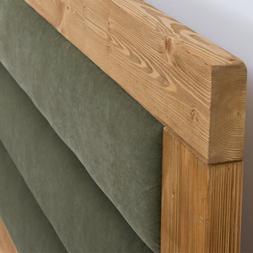 Pat tapitat dublu Colibri, Lemn masiv rustic, 140 cm, 160 cm sau 180 x 200 cm - Img 3