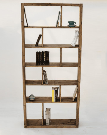 Raft biblioteca Cubicus, lemn masiv pin, 100 x 30 x 200 cm - Img 5