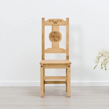 Scaun sculptura pe 1 fata Rustic Chalet, Lemn masiv rustic, 40 x 42 x 101 cm - Img 2