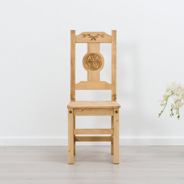 Scaun sculptura pe 1 fata Ursul Carpatin, Lemn masiv rustic, 40 x 42 x 101 cm - Img 2