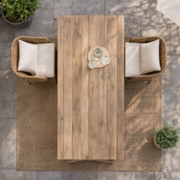 Set Masa si 2 Bancute Lemn Masiv Chebana 200 cm, ideal pentru terasa sau foisor - Img 3