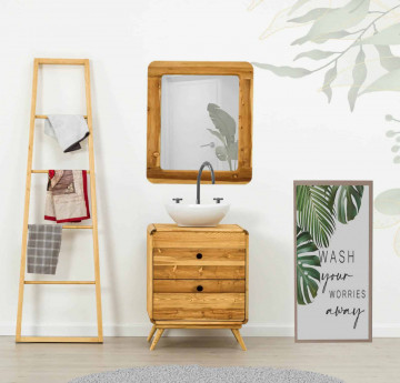 Set mobilier de baie Sahara, 3 piese, Lemn masiv rustic - Img 1