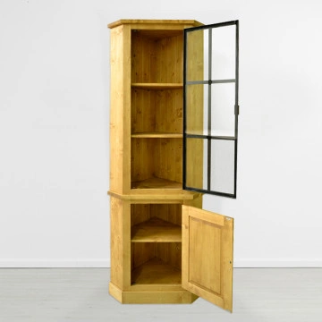 Vitrina de colt lemn masiv Industrial Wood, 90 x 58 x 223 cm - Img 2