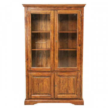 Vitrina Toscana cu 2 x 2 usi nuc antik lemn de tei, 120 x 37 x 197 cm
