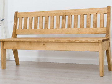 Banca cu spatar Cabana lemn masiv rustic, 120, 160 sau 200 cm - Img 2