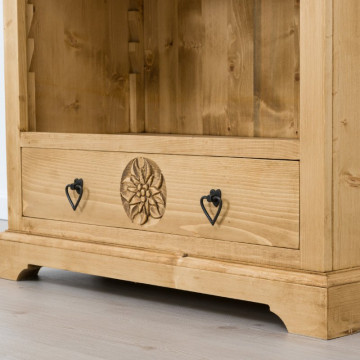 Biblioteca 1 usa si 4 etajere Ursul Carpatin, Lemn masiv rustic, 90 x 38 x 160 cm - Img 2