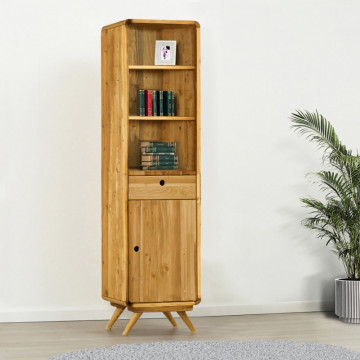 Biblioteca cu 1 usa 1 sertar 2 etajere Sahara, Lemn masiv rustic, 52 x 40 x 200 cm - Img 1