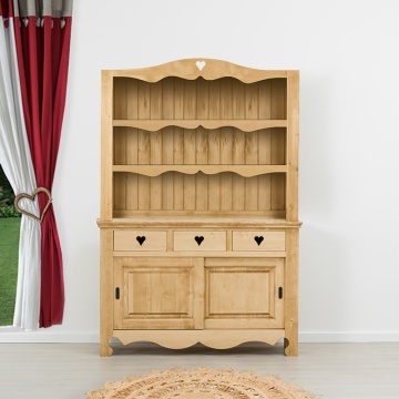 Biblioteca Lemn Masiv Rustic Cabana cu 2 usi si 3 sertare, 140 x 36/50 x 200