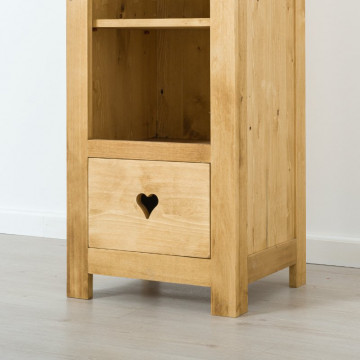 Biblioteca Rustic Floare de Colt Mini cu 4 rafturi si 1 sertar, Lemn masiv 50 x 43 x 160 cm - Img 2