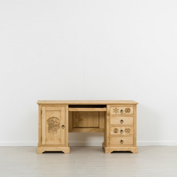 Birou 1 usa si 4 sertare Rustic Chalet Lemn masiv rustic, 160 x 65 x 80 cm - Img 4