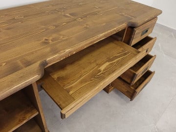 Birou Apuseni cu 1 usa, 4 sertare si 1 polita mobila lemn masiv, 160 x 70 x 80 cm - Img 3