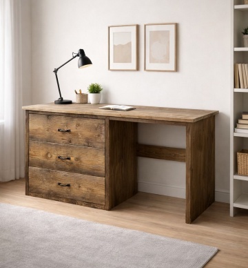 Birou Mugur cu 3 sertare mari lemn masiv pin, 180 x 60 x 85 cm