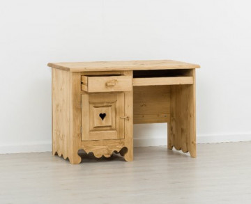 Birou Rustic Flame, 1 usa si 1 sertar, lemn masiv rustic, 110 x 65 x 76 cm - Img 3