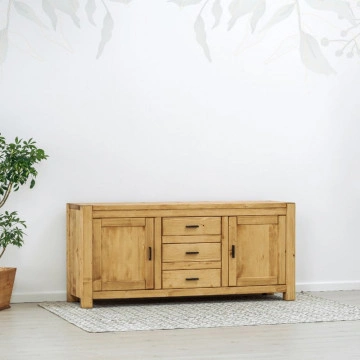 Bufet 2 usi si 3 sertare Ecuador, Lemn masiv rustic, 180 x 50 x 80 cm - Img 5