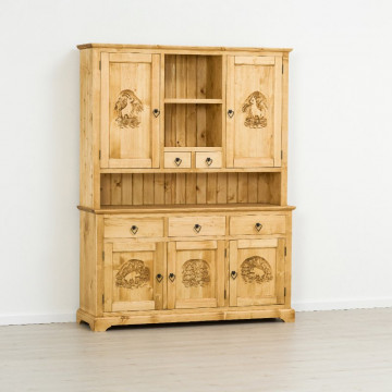 Bufet 5 usi si 5 sertare Ursul Carpatin, Lemn masiv rustic, 153 x 38/46 x 200 cm - Img 5
