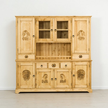Bufet bucatarie 8 usi si 5 sertare Rustic Chalet, Lemn masiv rustic, 200 x 38/46 x 200 cm - Img 4