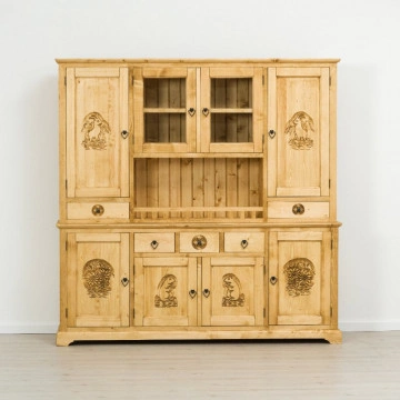 Bufet bucatarie 8 usi si 5 sertare Rustic Chalet, Lemn masiv rustic, 200 x 38/46 x 200 cm - Img 4