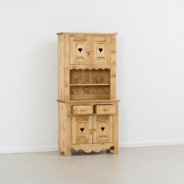 Bufet bucatarie Cabana 4 usi 2 sertare si nisa, Lemn masiv rustic, 90 x 46/36 x 190 cm - Img 3