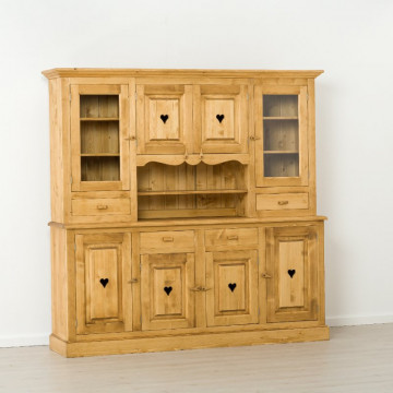 Bufet bucatarie Cabana 8 usi 4 sertare, Lemn masiv rustic, 200 x 48/40 x 200 - Img 5