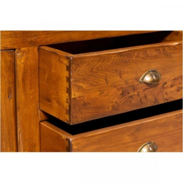 Bufet cu vitrina Dolce Toscana lemn masiv de tei nuc antik, 230 x 38/50 x 226 cm - Img 6