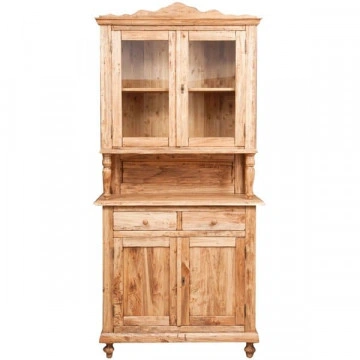 Bufet cu vitrina Dolce Toscana lemn masiv tei, natur antik, 107 x 43 x 238 cm - Img 3