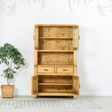 Bufet de bucatarie 4 usi si 2 sertare Ecuador, Lemn masiv rustic, 110 x 50/38 x 190 cm - Img 2