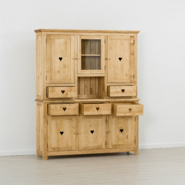 Bufet Rustic Floare de Colt cu 6 usi si 5 sertare, Lemn masiv 161 x 42 x 195 cm - Img 2