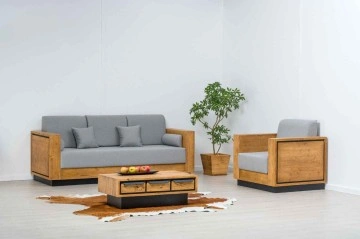 Canapea Lemn masiv Mexicana, model fix cu tapiterie, 220 x 83 x 70 cm - Img 2