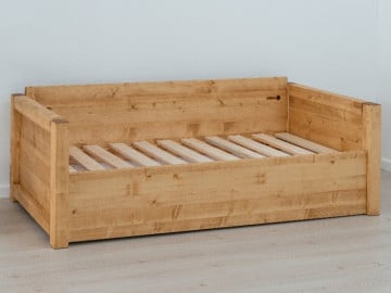Canapea Rustica Ecuador model fix cu tapiterie, Lemn masiv rustic, 206 x 90 x 70 cm - Img 2