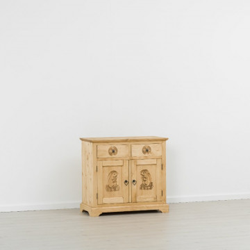 Comoda 2 usi si 2 sertare Rustic Chalet, Lemn masiv rustic, 92 x 46 x 85 cm - Img 6
