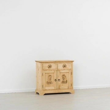 Comoda 2 usi si 2 sertare Rustic Chalet, Lemn masiv rustic, 92 x 46 x 85 cm - Img 6