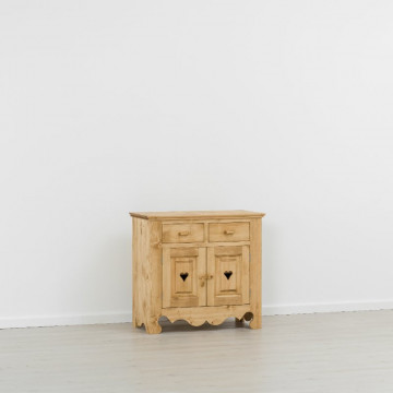 Comoda Cabana cu 2 usi 2 sertare, Lemn masiv rustic, 90 x 46 x 85 cm - Img 6