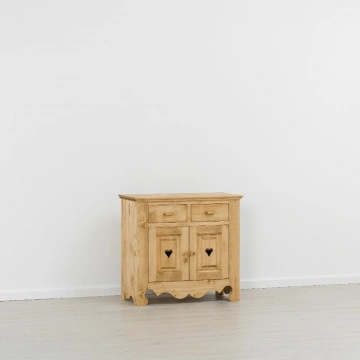 Comoda Cabana cu 2 usi 2 sertare, Lemn masiv rustic, 90 x 46 x 85 cm - Img 6