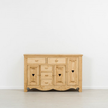 Comoda Cabana cu 3 usi si 5 sertare, Lemn masiv rustic, 160 x 50 x 100 cm - Img 3