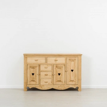 Comoda Cabana cu 3 usi si 5 sertare, Lemn masiv rustic, 160 x 50 x 100 cm - Img 3