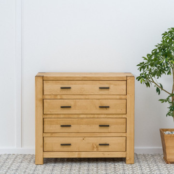 Comoda cu 4 sertare Ecuador, Lemn masiv rustic, 100 x 48 x 90 cm - Img 3