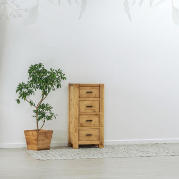 Comoda cu 4 sertare Ecuador, Lemn masiv rustic, 52 x 42 x 108 cm - Img 3