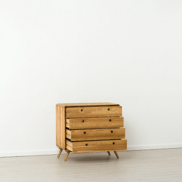 Comoda cu 4 sertare Sahara, Lemn masiv rustic, 90 x 45 x 85 cm - Img 2